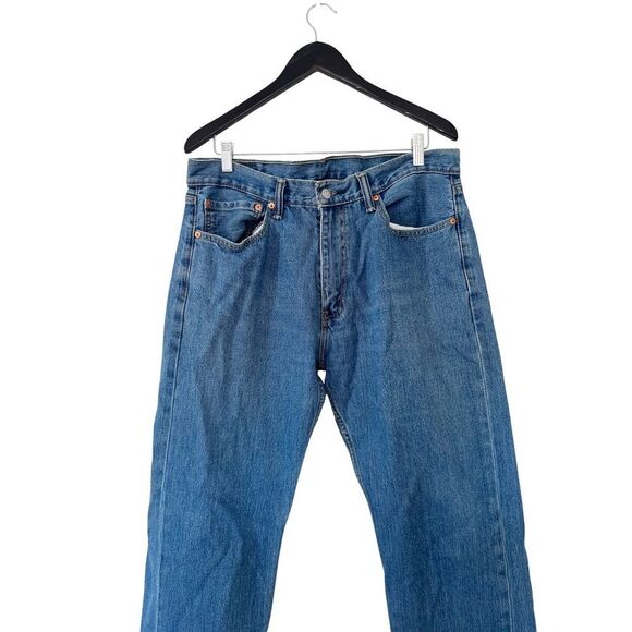 Levi's 505 Red Tab Medium Stone Wash Straight Leg Classic Denim Jeans 36x32 - Picture 5 of 14